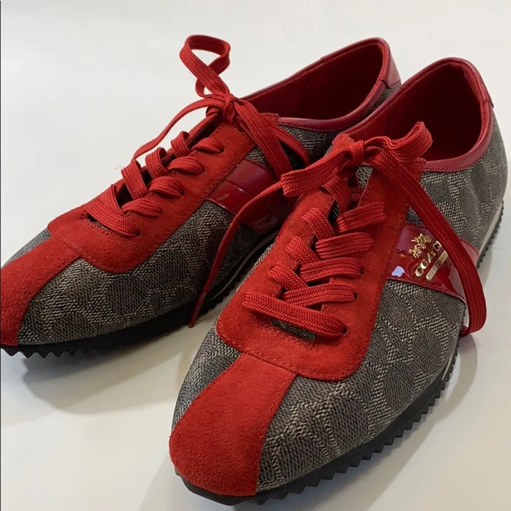 Coach Red and Brown Women's Sneakers - Picture 2 of 5